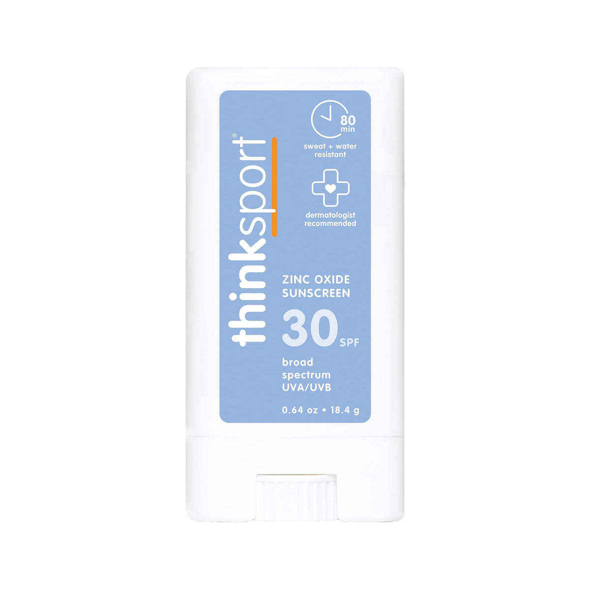 THINK thinksport stick front packaging showing compact travel-ready sunscreen