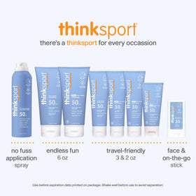 THINK thinksport stick applied to shoulder showing non-greasy coverage benefit