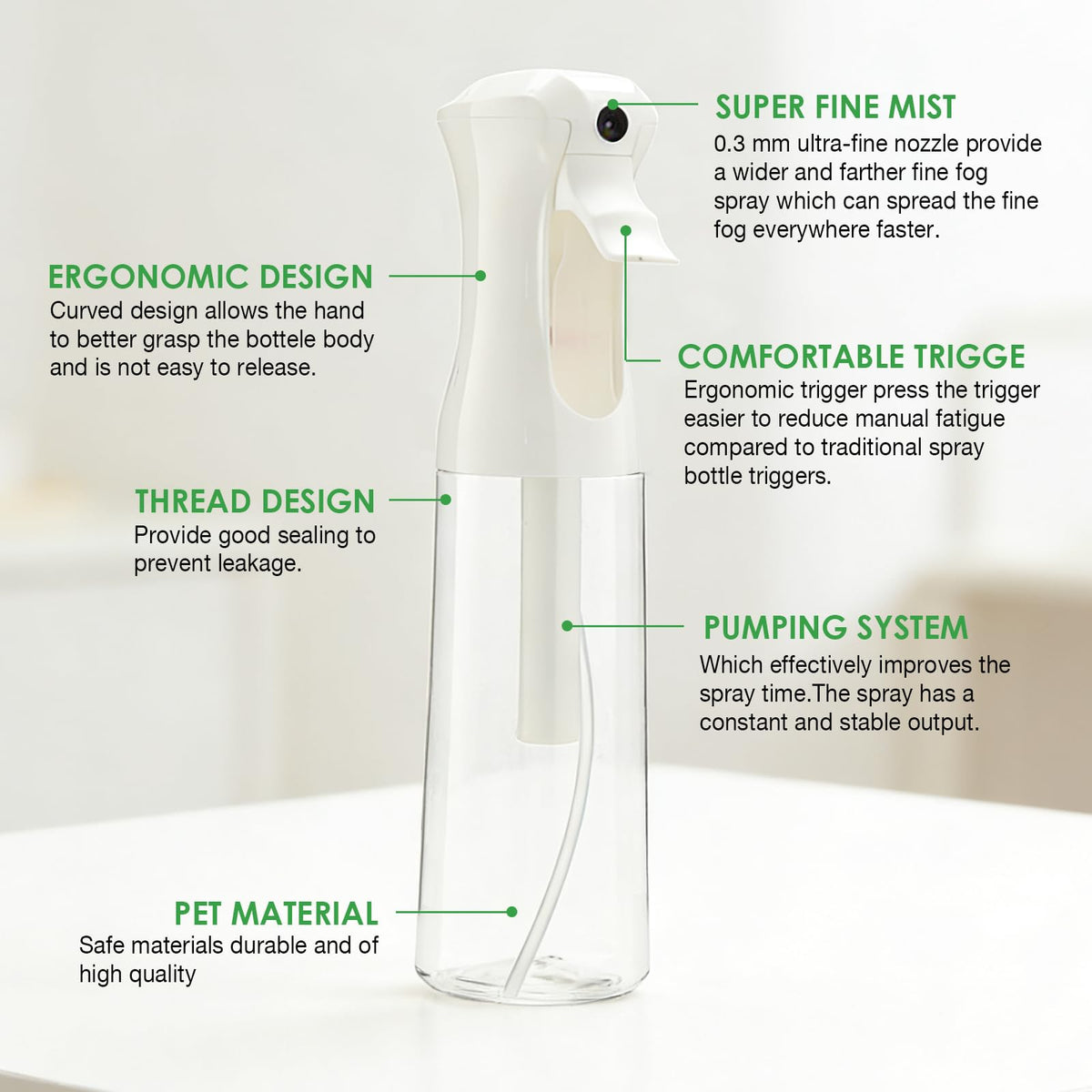 THINTON filled bottle demonstrating clear 300ml capacity and visible liquid level benefit