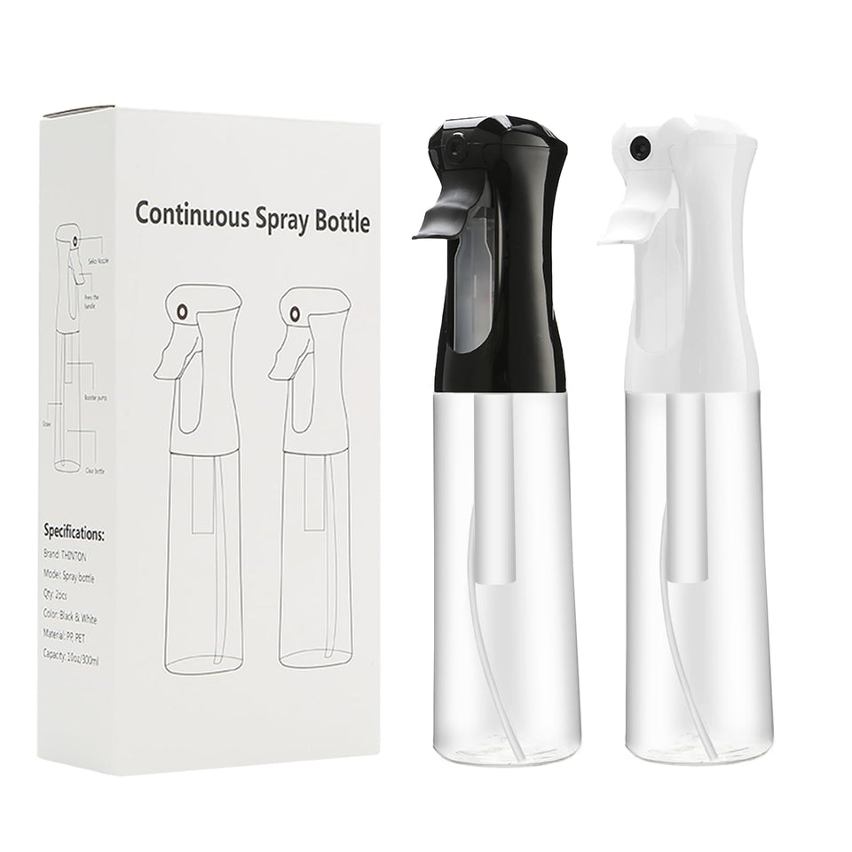 THINTON front view of both 10oz bottles showing clear bottles and labels, easy identification benefit