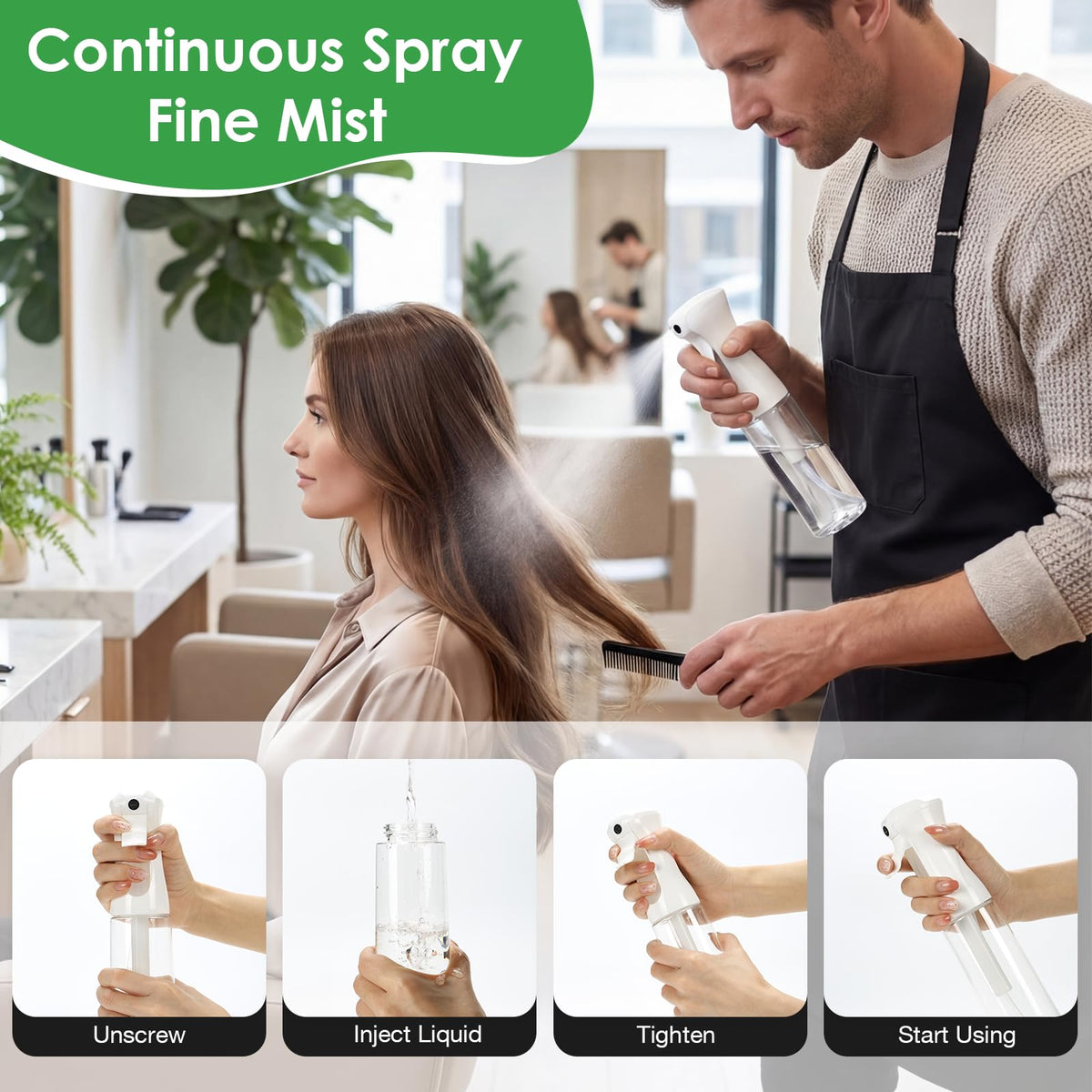 THINTON misting a potted plant showing gentle coverage and healthy plant care benefit