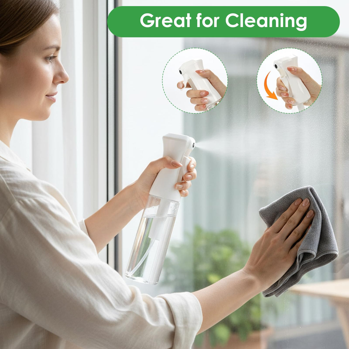THINTON in salon use misting hair for controlled dampening and styling convenience