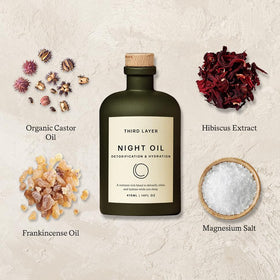 Third Layer oil with frankincense resin and botanicals illustrating natural calming scent