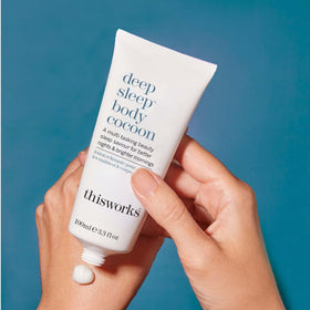 THISWORKS label detail highlighting lavender and chamomile fragrance benefit