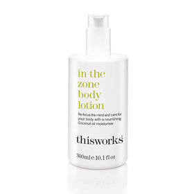 THISWORKS bottle front view showing label and 300ml size, highlights easy recognition
