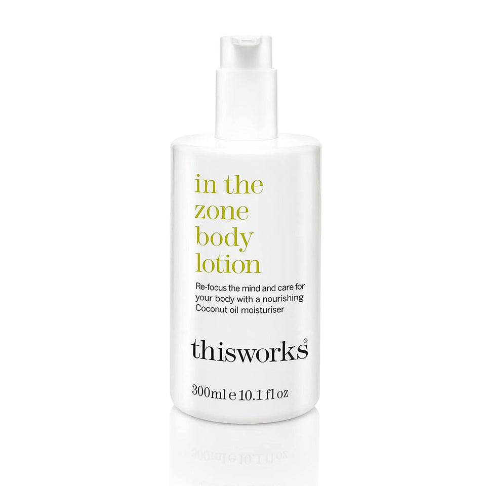 THISWORKS bottle front view showing label and 300ml size, highlights easy recognition