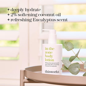 THISWORKS lotion being poured into hand to show smooth application and hydration
