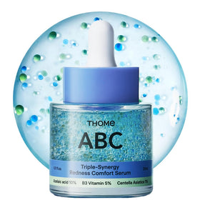 THOME ABC Serum front view showing bottle and pipette, highlights clear formula benefit