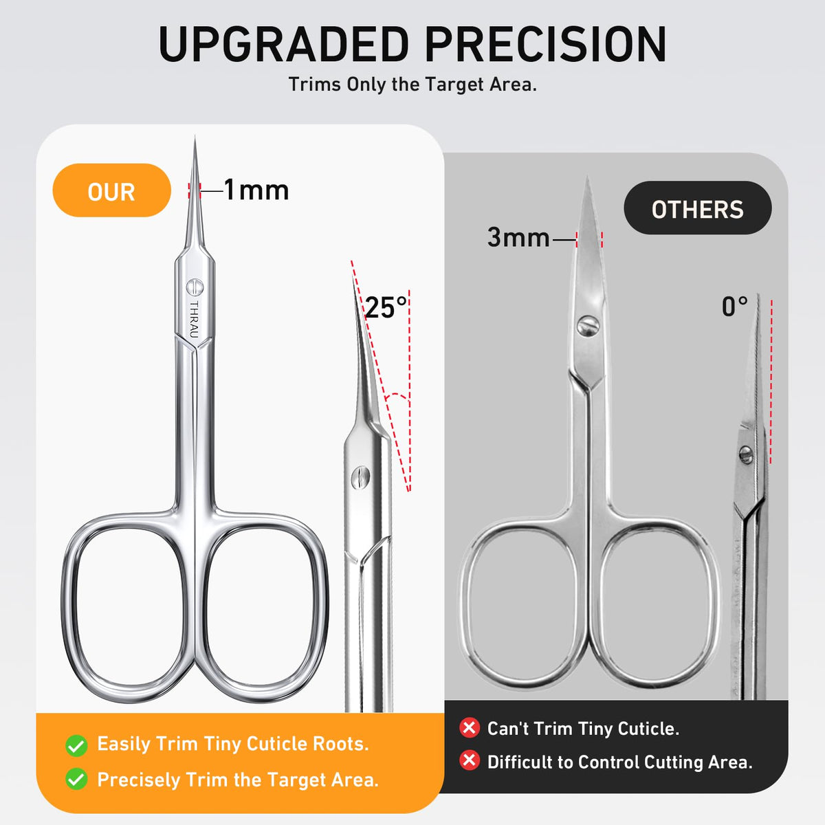 THRAU curved blade close-up highlighting precision and corrosion resistance