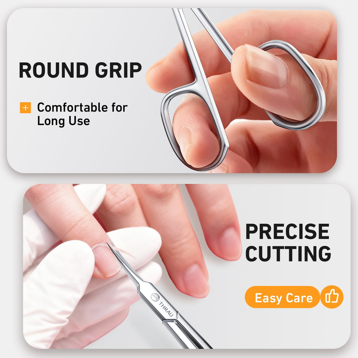 THRAU scissors beside ruler showing 3.7-inch size for portability