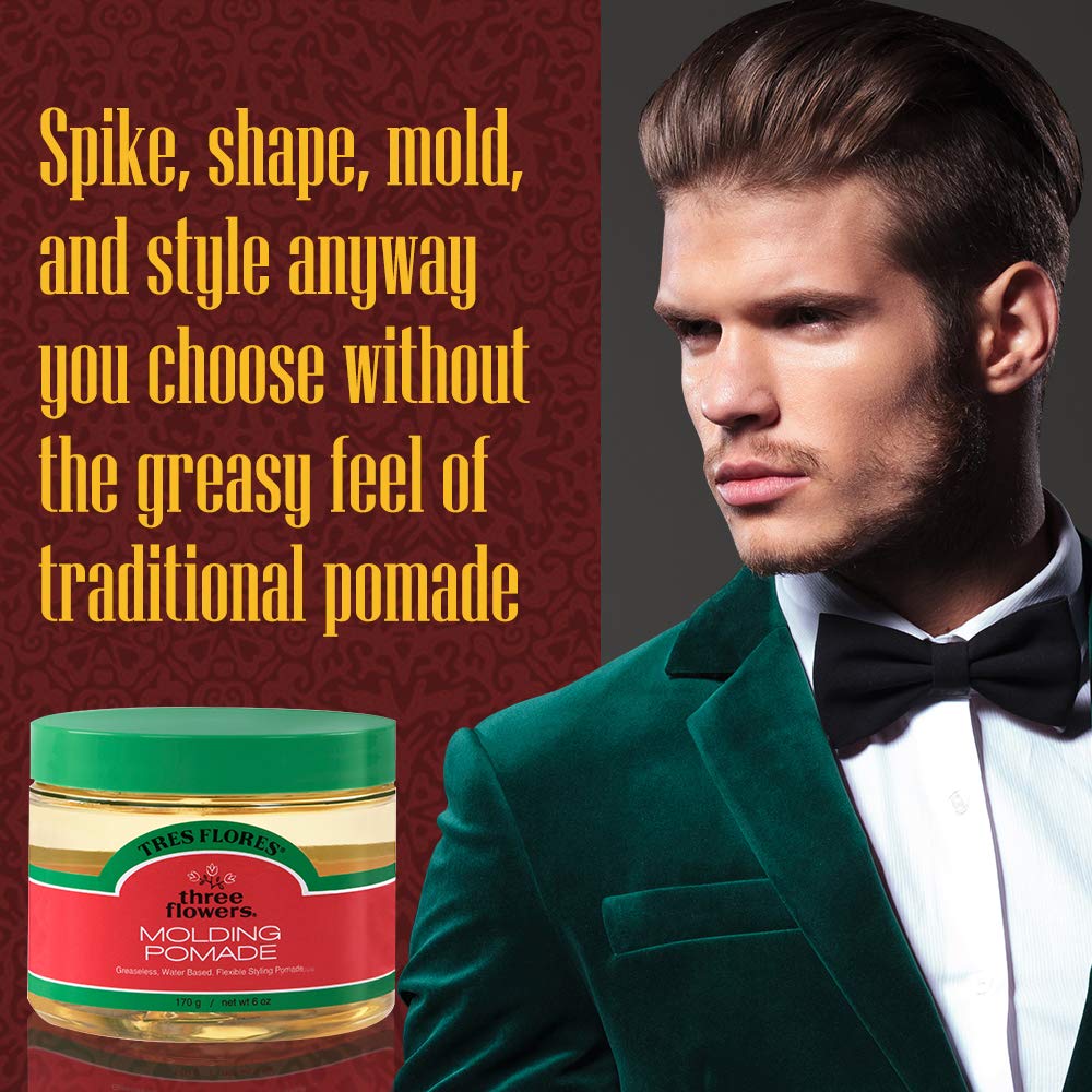 Three Flowers styled pompadour demonstrating shine and hold