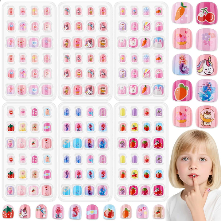 Thrilez front packaging showing six mini press-on nail packs and total 144 pieces for variety