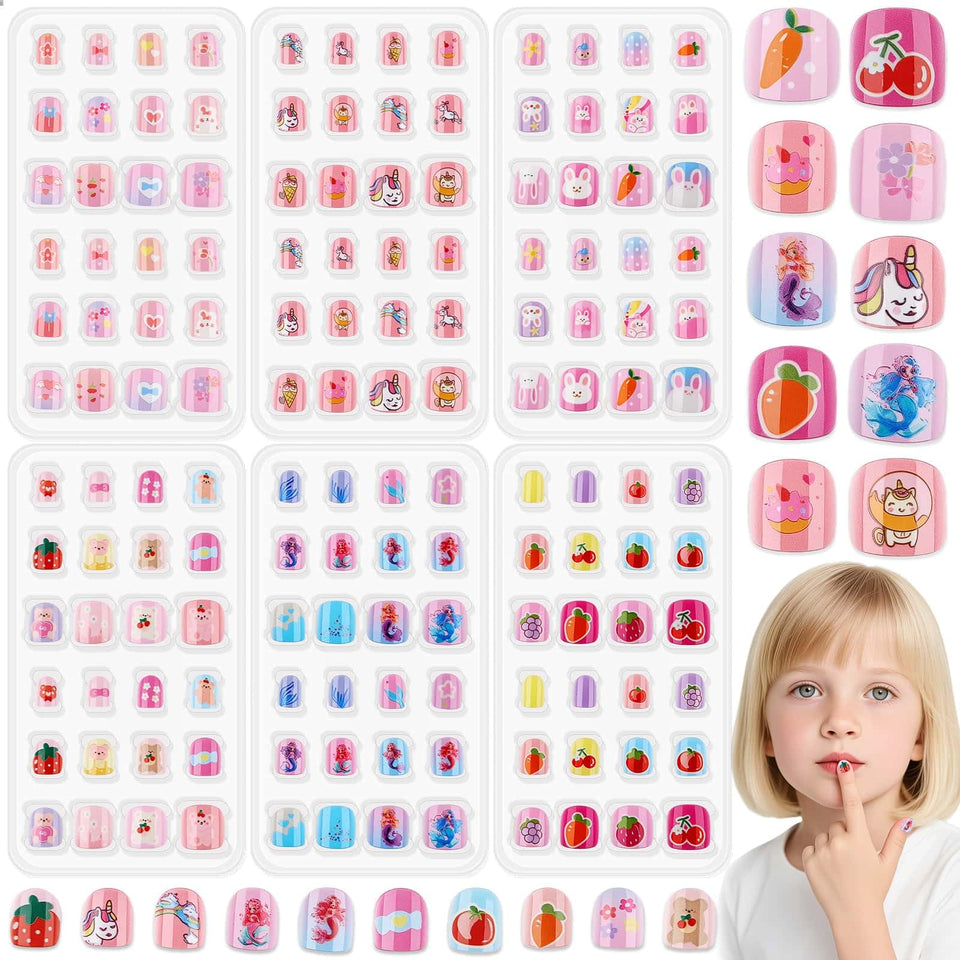Thrilez front packaging showing six mini press-on nail packs and total 144 pieces for variety