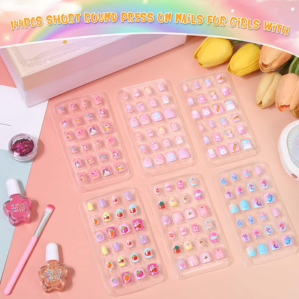 Thrilez small-size chart displaying ten nail dimensions to ensure correct fit for children