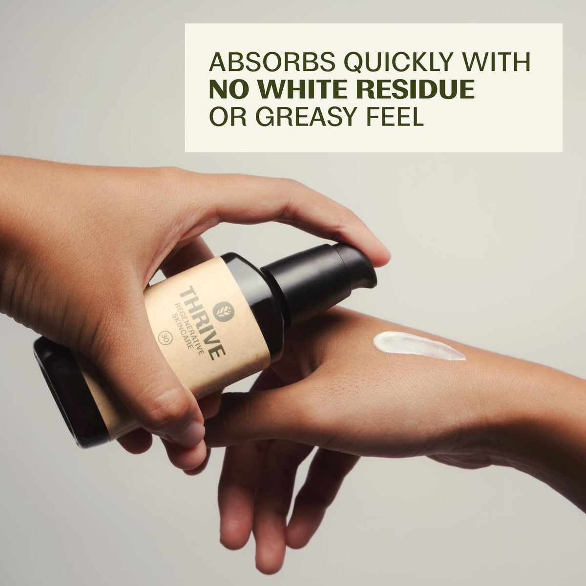 Thrive Natural Care creamy texture close-up illustrating fast absorption