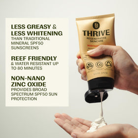 Thrive Natural Care tube open with lotion visible for quick absorption