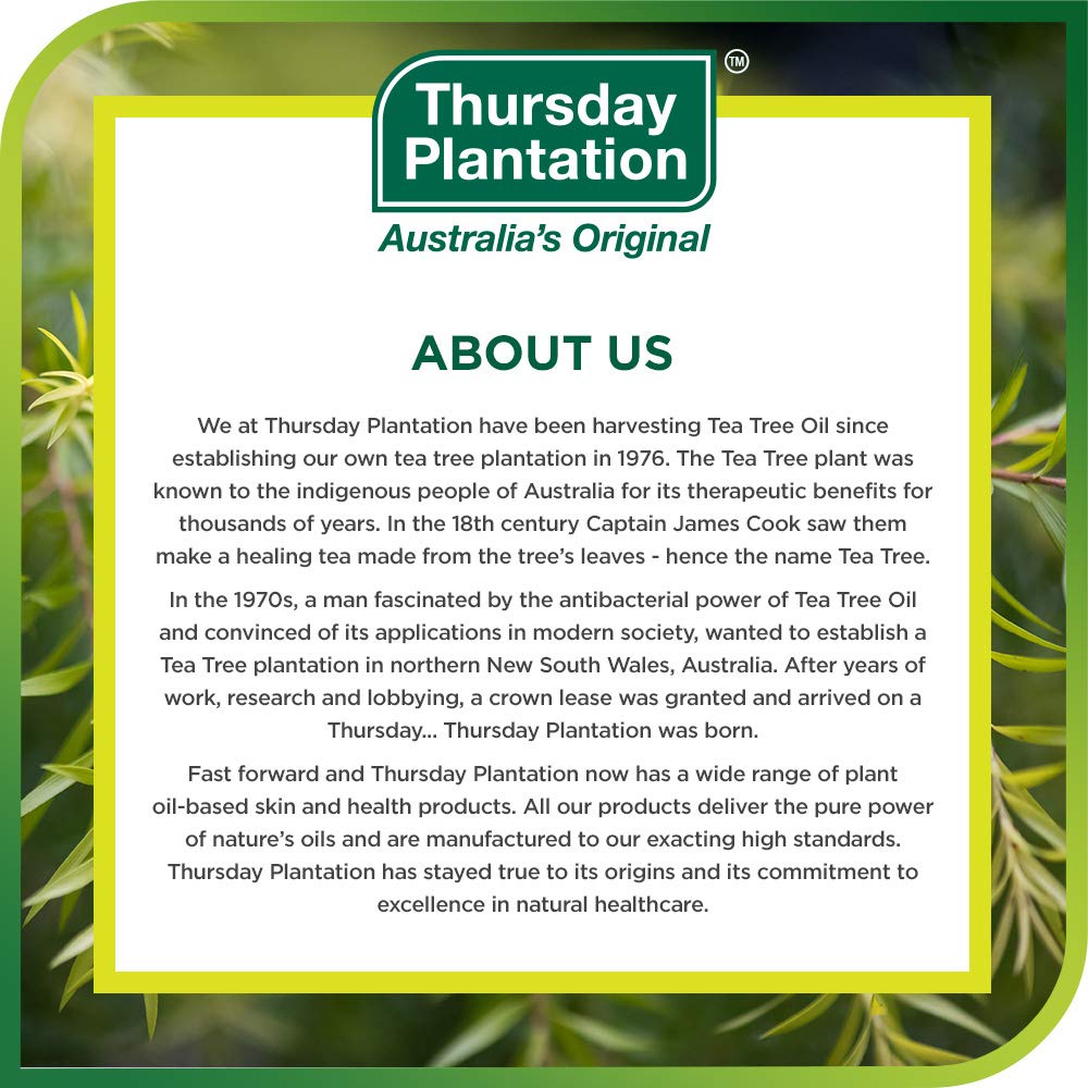 Thursday Plantation tube beside ruler showing 3.5 oz scale for size and portability