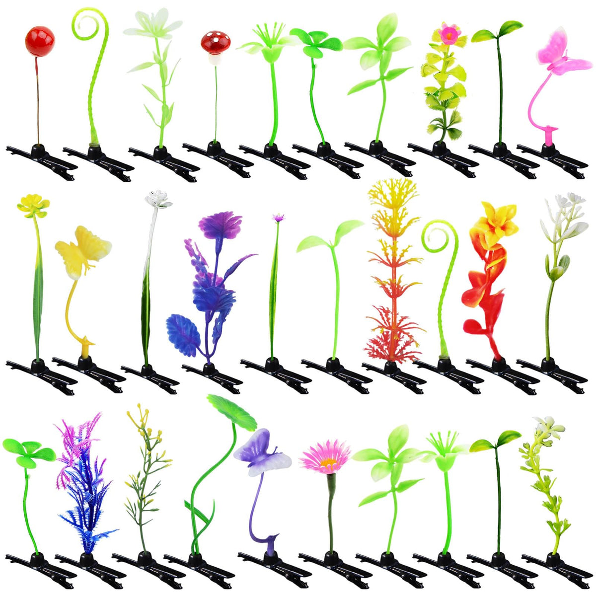 Tianhoudeger front packaging showing 30 colorful plant hair clips for variety