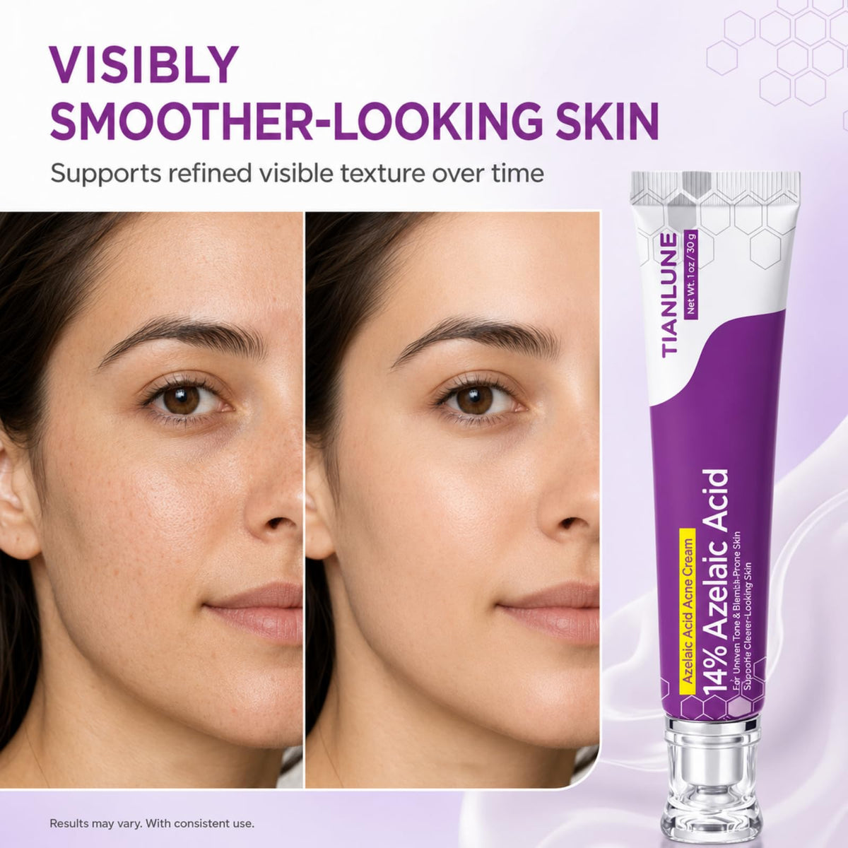 TIANLUNE product dispensed on fingertip showing thin coverage and easy spread