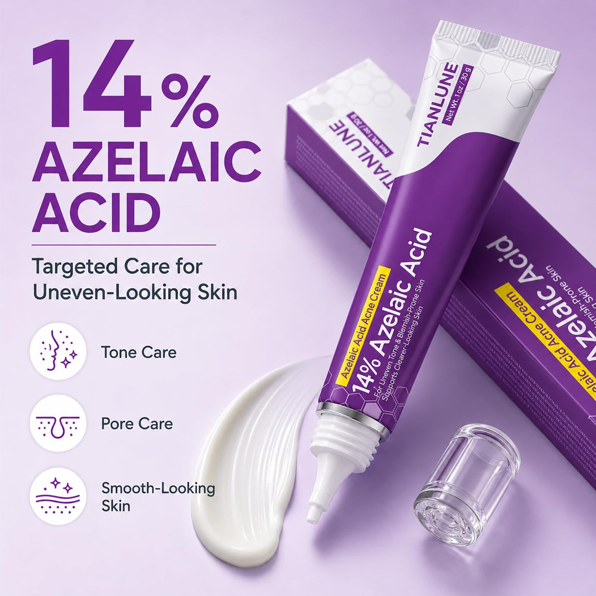 TIANLUNE gel-cream texture close-up illustrating lightweight absorption benefit