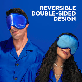 Ticlo's mask worn by model demonstrating relaxed, reduced-eye-fatigue benefit