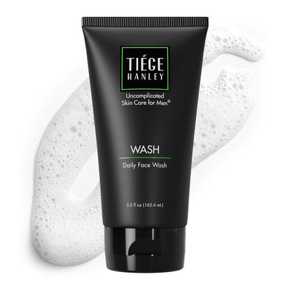 Tiege Hanley front bottle view showing clean design and easy use benefit