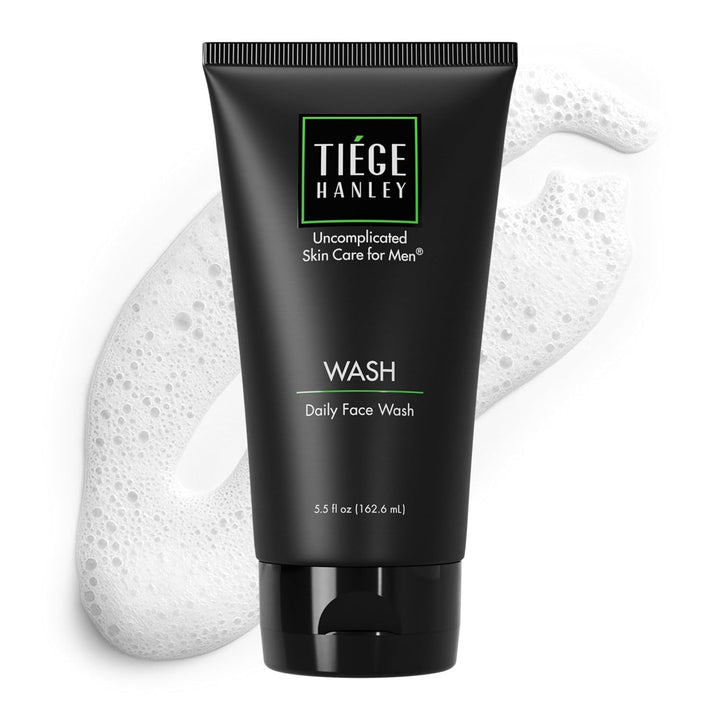Tiege Hanley front bottle view showing clean design and easy use benefit