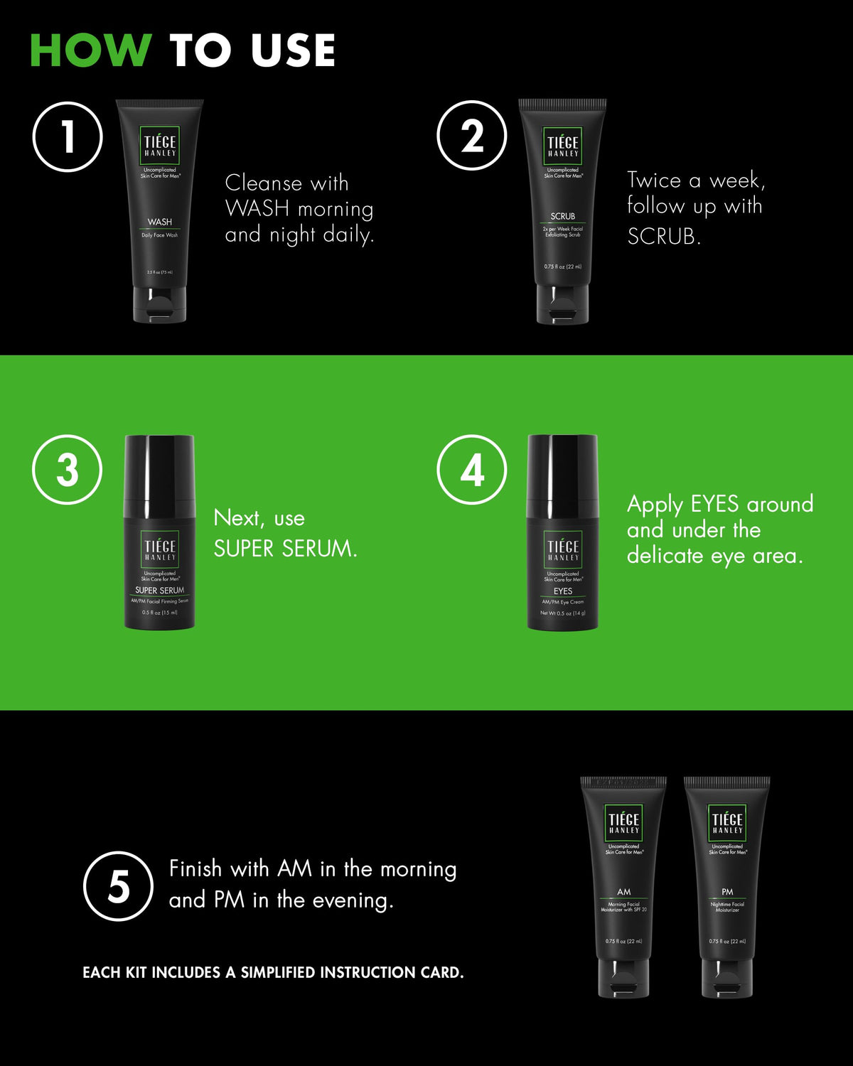 Tiege Hanley eye cream and firming serum labels visible for targeted hydration benefits