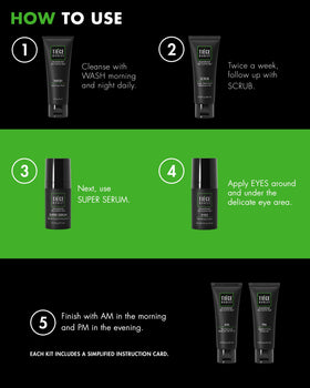 Tiege Hanley eye cream and firming serum labels visible for targeted hydration benefits