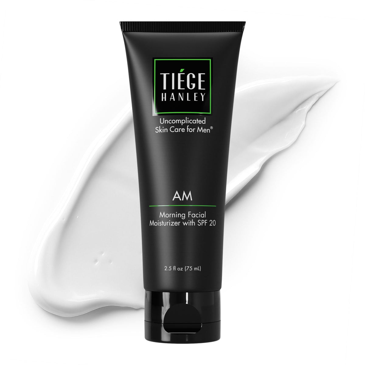 Tiege Hanley front tube view showing packaging and compact travel size benefit