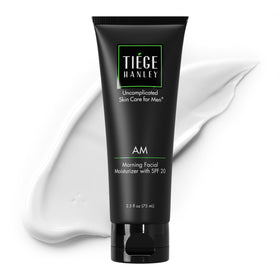 Tiege Hanley front tube view showing packaging and compact travel size benefit