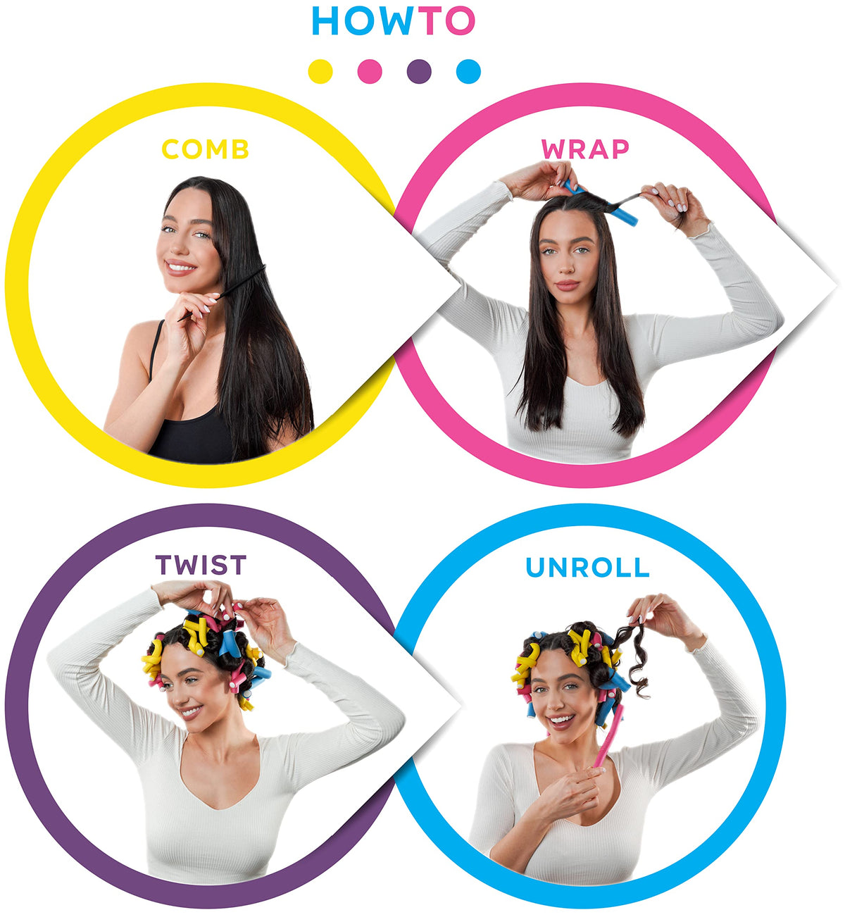 Tifara Beauty sample of different rod diameters showing curl-size options