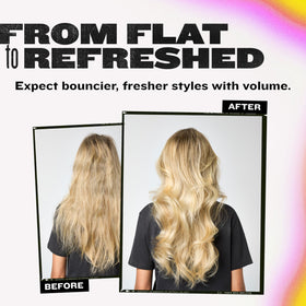 TIGI Bed Head before and after showing fuller roots and improved texture