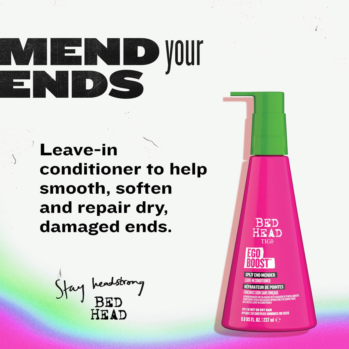 TIGI Bed Head close-up label highlighting product name and directions