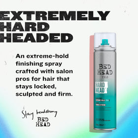 TIGI Bed Head aerosol nozzle close-up highlighting even spray distribution for precise control