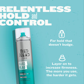 TIGI Bed Head texture finish on hair showing firm hold and natural shine without stiffness