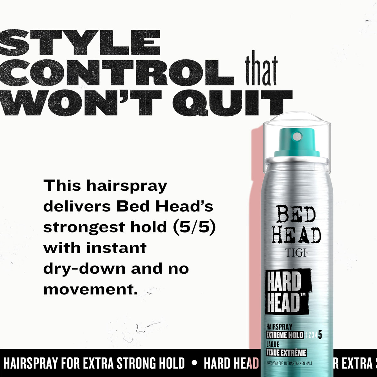 TIGI Bed Head inside a travel bag for touch-up convenience benefit
