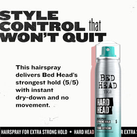 TIGI Bed Head inside a travel bag for touch-up convenience benefit