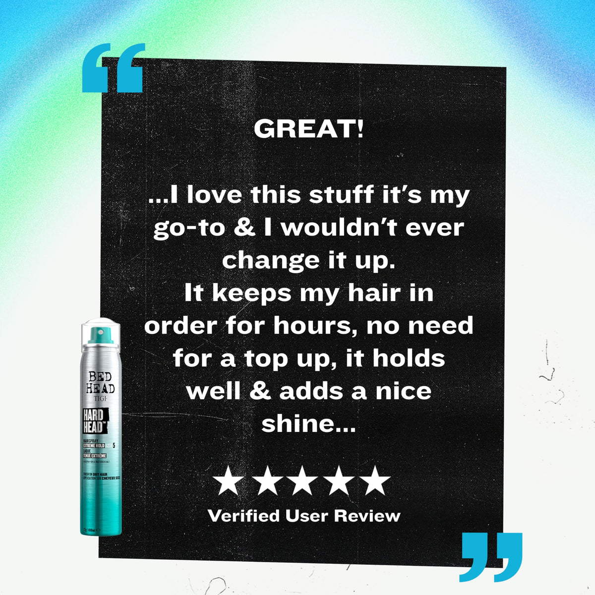 TIGI Bed Head on a model outdoors showing natural shine and durability benefit