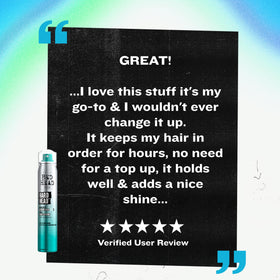 TIGI Bed Head on a model outdoors showing natural shine and durability benefit
