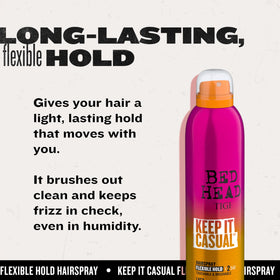 TIGI Bed Head held in hand to show size and travel-friendly benefit
