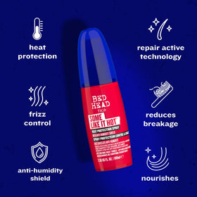 TIGI Bed Head used during blow-dry for heat protection and sleek results