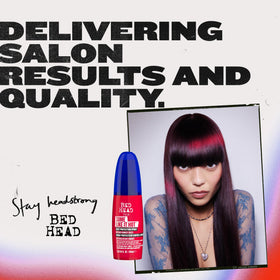 TIGI Bed Head on bathroom counter in lifestyle scene for daily styling use