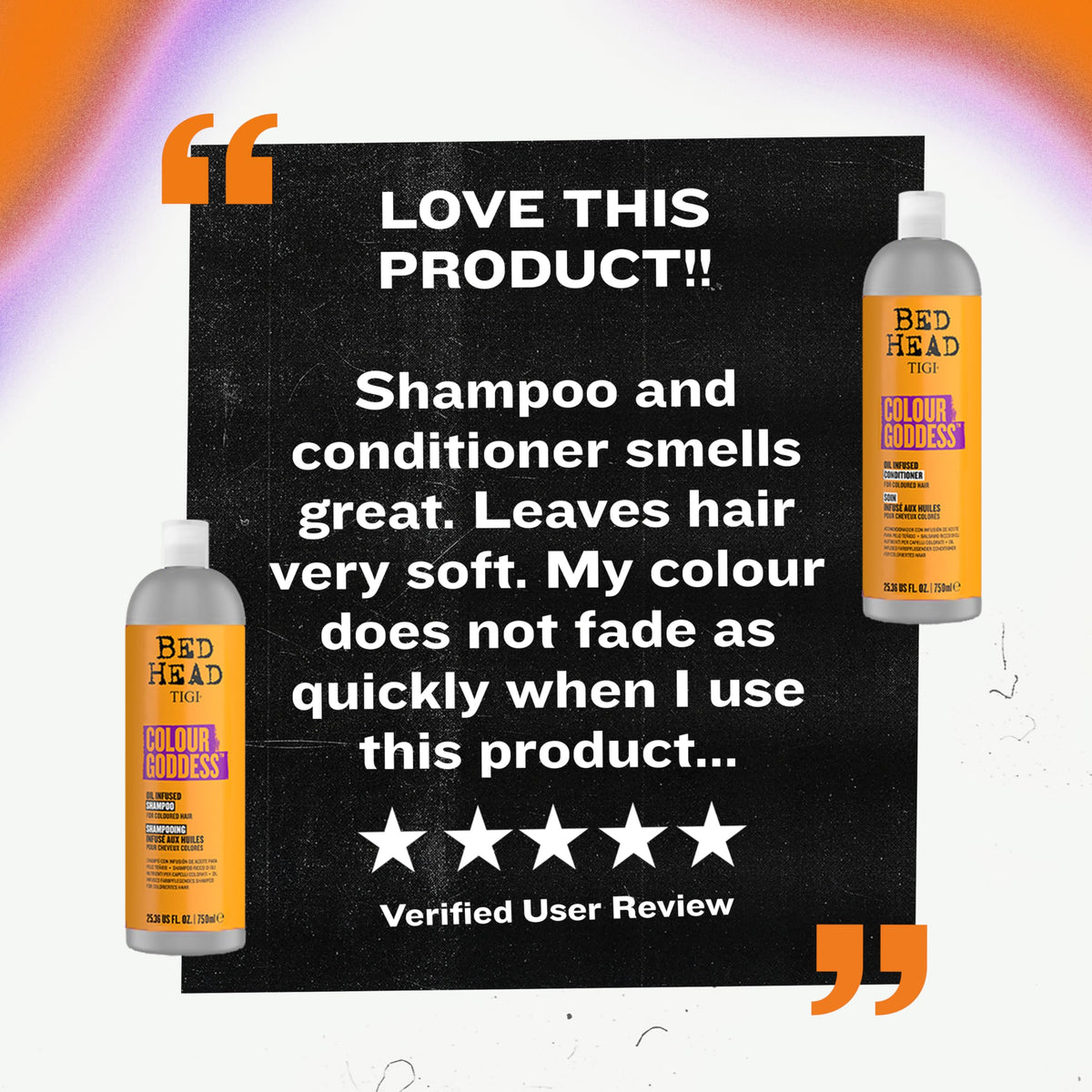 TIGI Bed Head duo on bathroom shelf conveying salon-quality routine at home