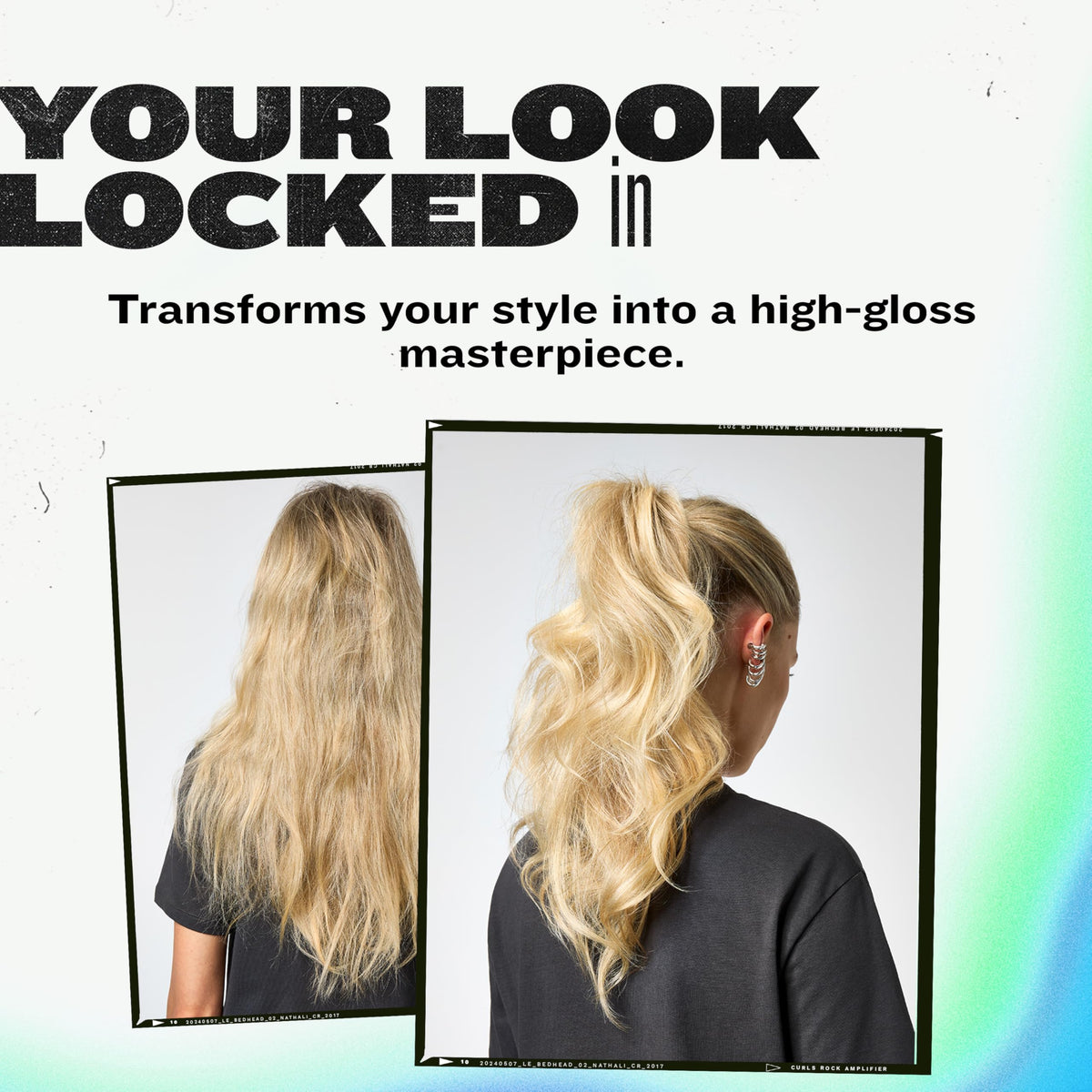TIGI Bed Head held in hand to show 10.3 oz scale and travel-friendly size