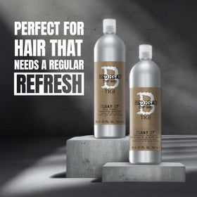 TIGI Bed Head pump dispensing shampoo lather for invigorating scalp refreshment