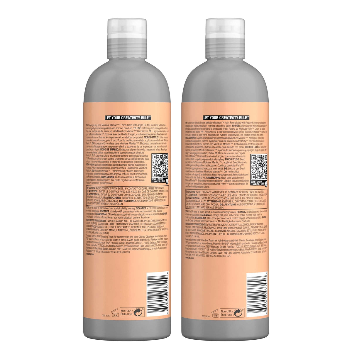 TIGI Bed Head shampoo and conditioner texture showing creamy hydration