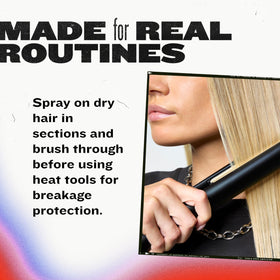 TIGI Bed Head in use during restyling for fast heat protection and frizz control