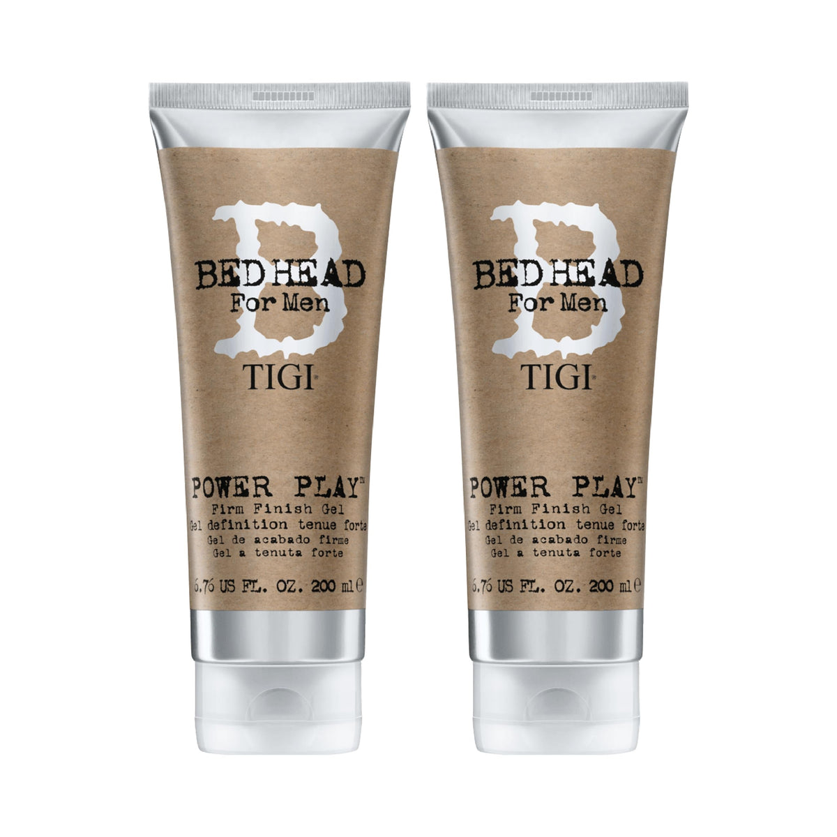 TIGI Bed Head front packaging showing two tubes, clear product benefit