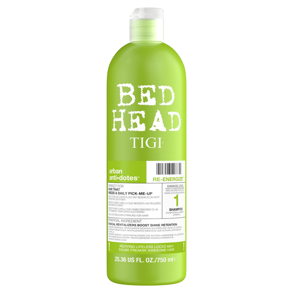 TIGI Bed Head front bottle view showing product and easy daily use benefit